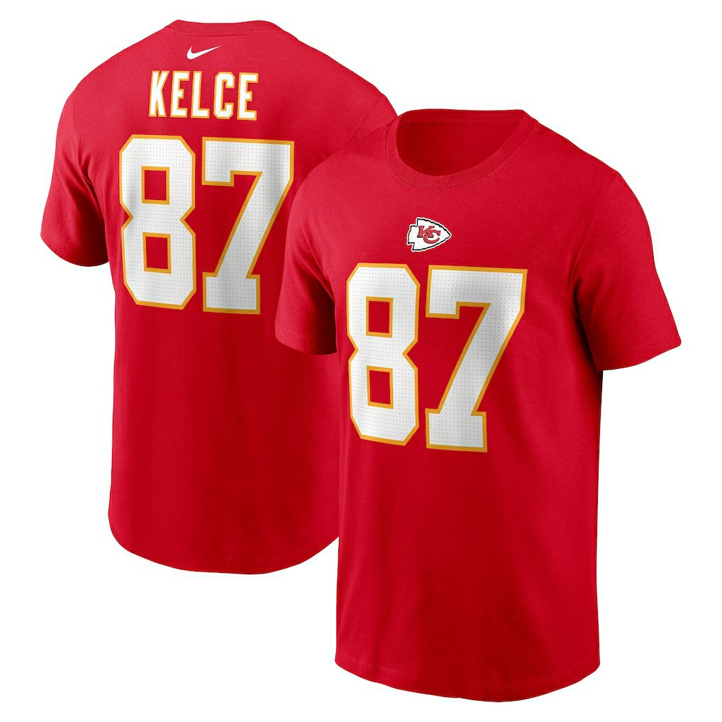 Travis Kelce Kansas City Chiefs Player Name & Number T-Shirt Red | Nike for Sale