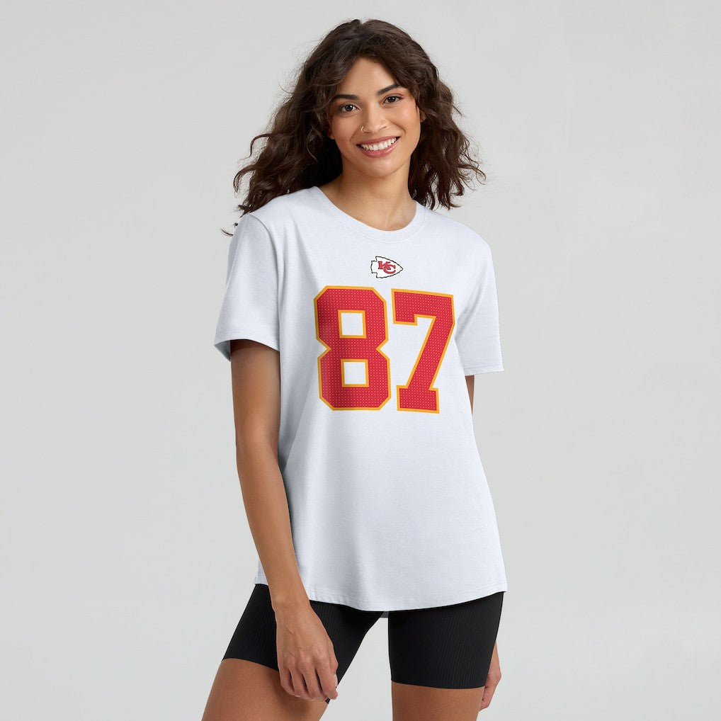 Travis Kelce Kansas City Chiefs Women's Player Name & Number T-Shirt White | Nike for Sale