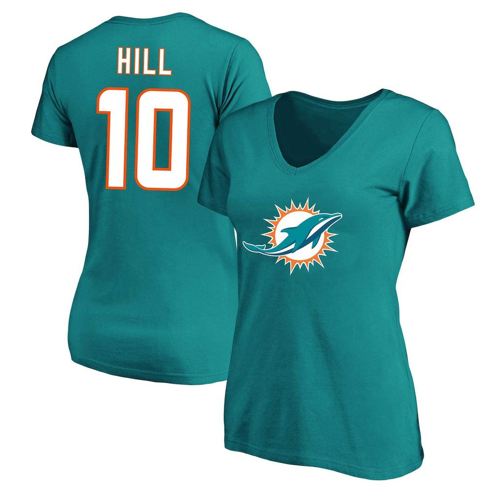 Tyreek Hill Miami Dolphins Women's Plus Size Fair Catch Name & Number Scoop Neck T-Shirt Aqua | NFL