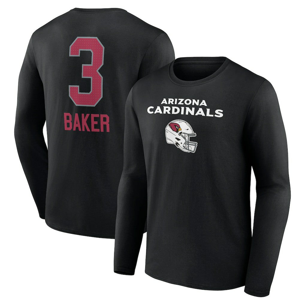 Budda Baker Arizona Cardinals Team Wordmark Player Name & Number Long Sleeve T-Shirt Black | NFL