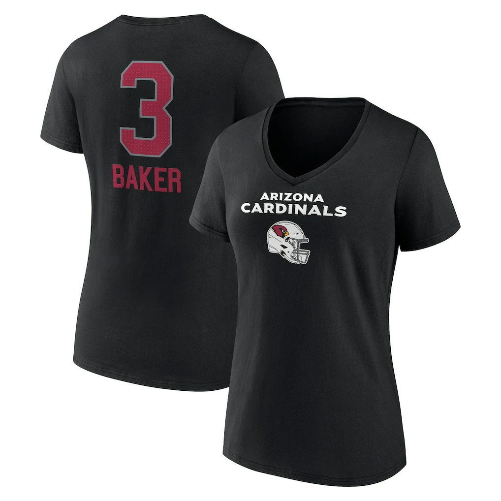 Budda Baker Arizona Cardinals Women's Team Wordmark Player Name & Number V-Neck T-Shirt Black | NFL