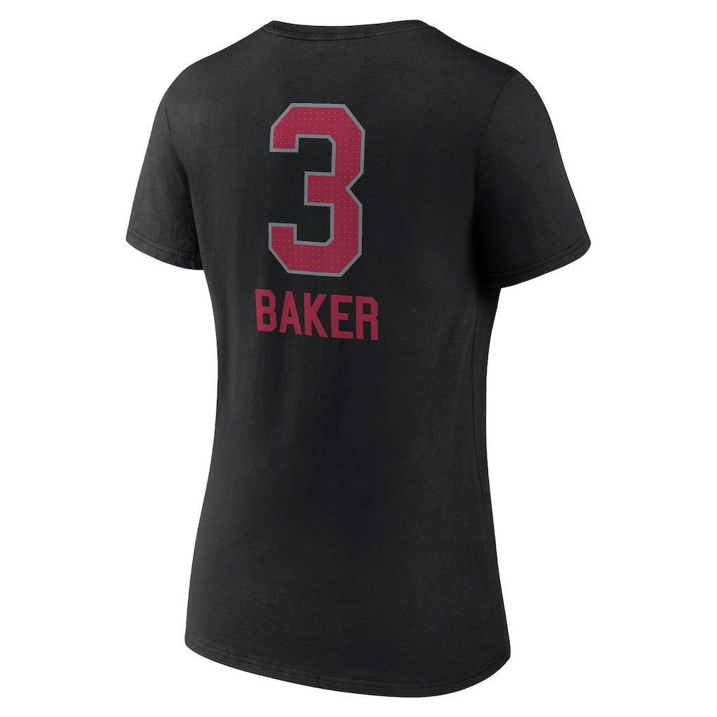 Budda Baker Arizona Cardinals Women's Team Wordmark Player Name & Number V-Neck T-Shirt Black | NFL