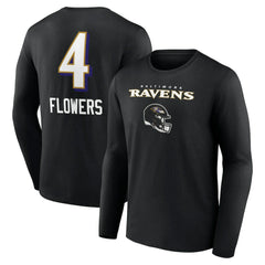 Zay Flowers Baltimore Ravens Team Wordmark Player Name & Number Long Sleeve T-Shirt Black | NFL
