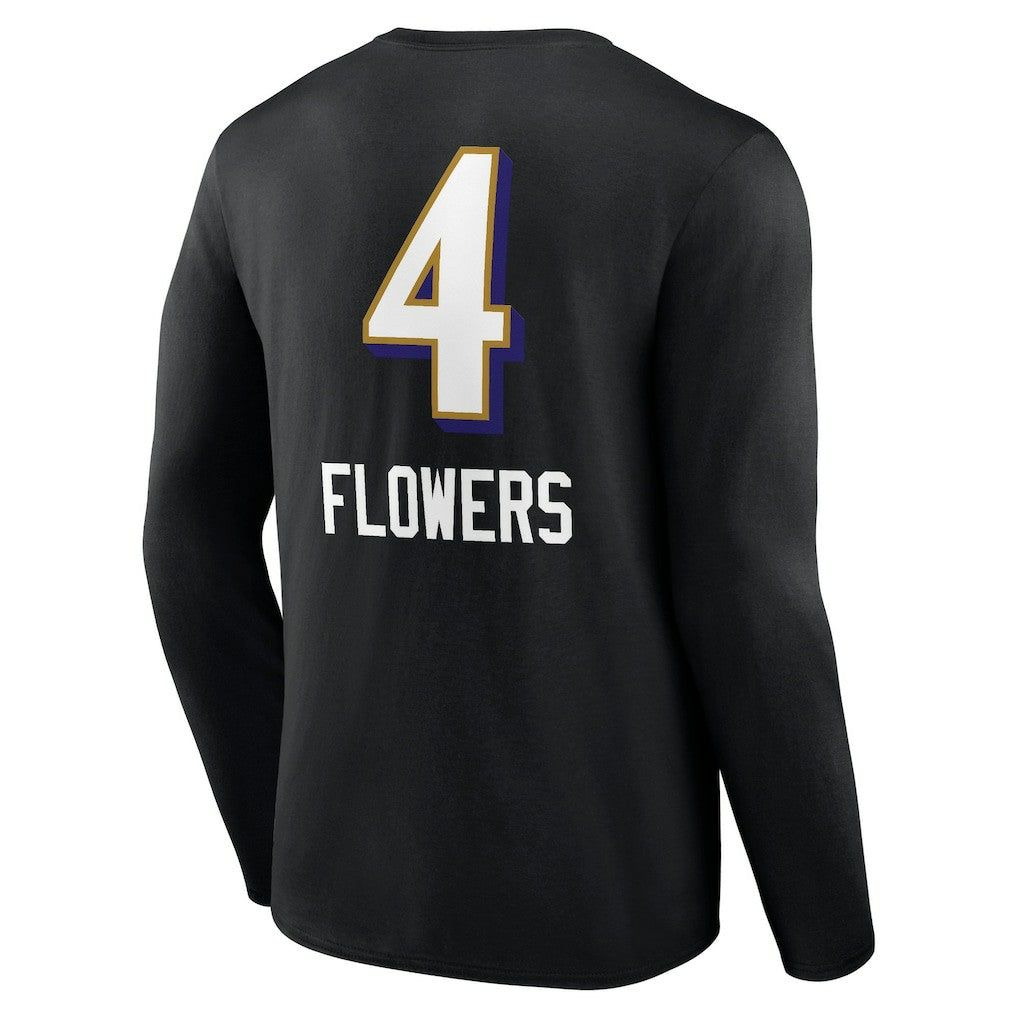Zay Flowers Baltimore Ravens Team Wordmark Player Name & Number Long Sleeve T-Shirt Black | NFL