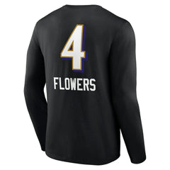 Zay Flowers Baltimore Ravens Team Wordmark Player Name & Number Long Sleeve T-Shirt Black | NFL