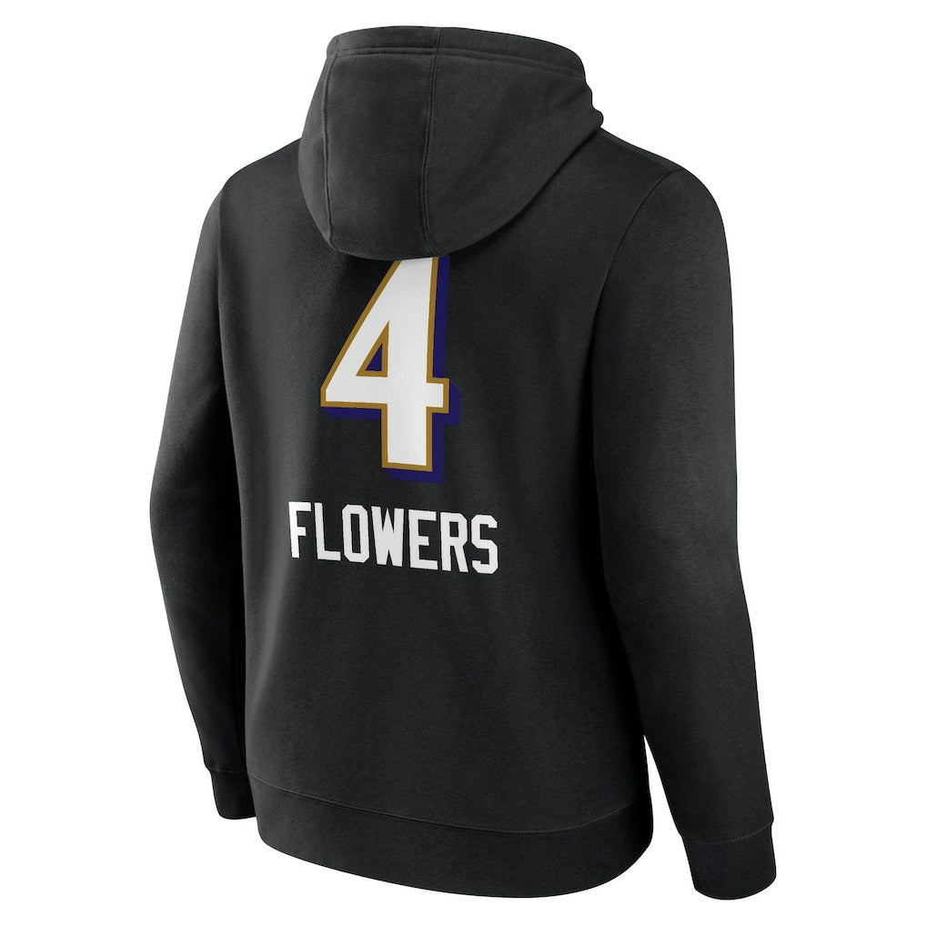 Zay Flowers Baltimore Ravens Team Wordmark Player Name & Number Pullover Hoodie Black | NFL