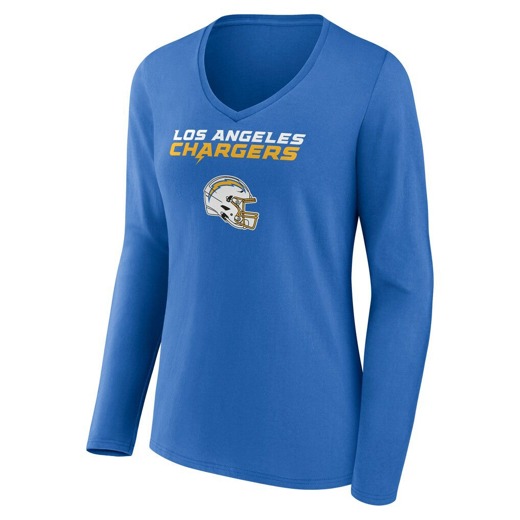 Derwin James Jr. Los Angeles Chargers Women's Team Wordmark Player Name & Number Long Sleeve V-Neck T-Shirt Powder Blue | NFL