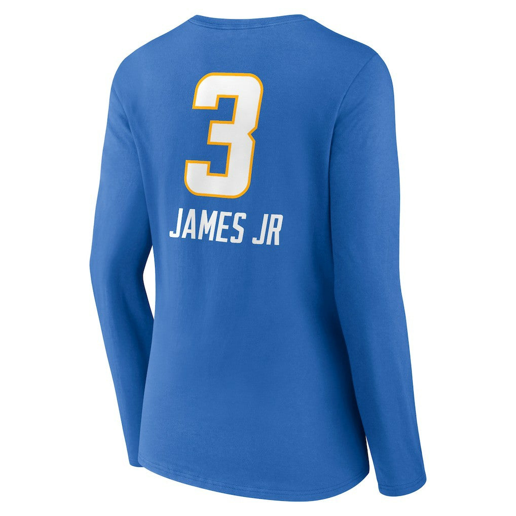 Derwin James Jr. Los Angeles Chargers Women's Team Wordmark Player Name & Number Long Sleeve V-Neck T-Shirt Powder Blue | NFL