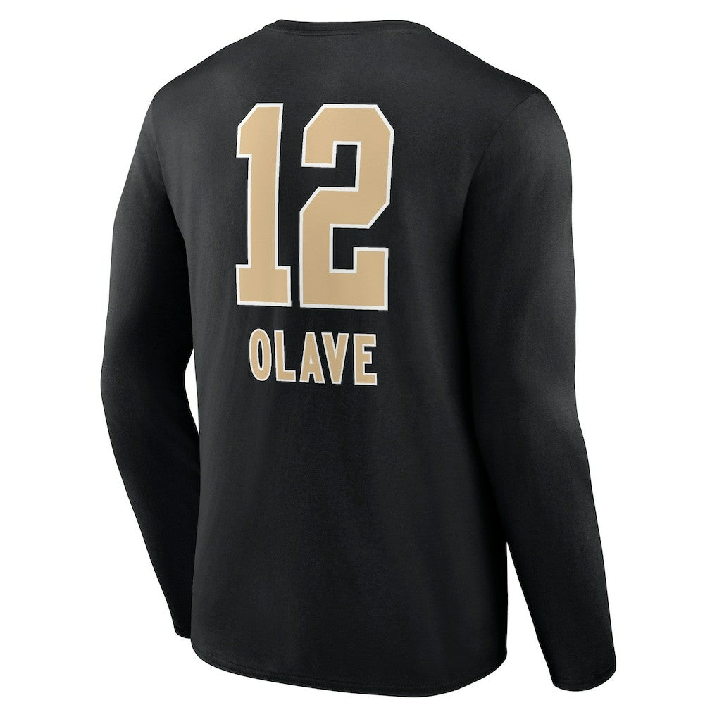 Chris Olave New Orleans Saints Team Wordmark Player Name & Number Long Sleeve T-Shirt Black | NFL