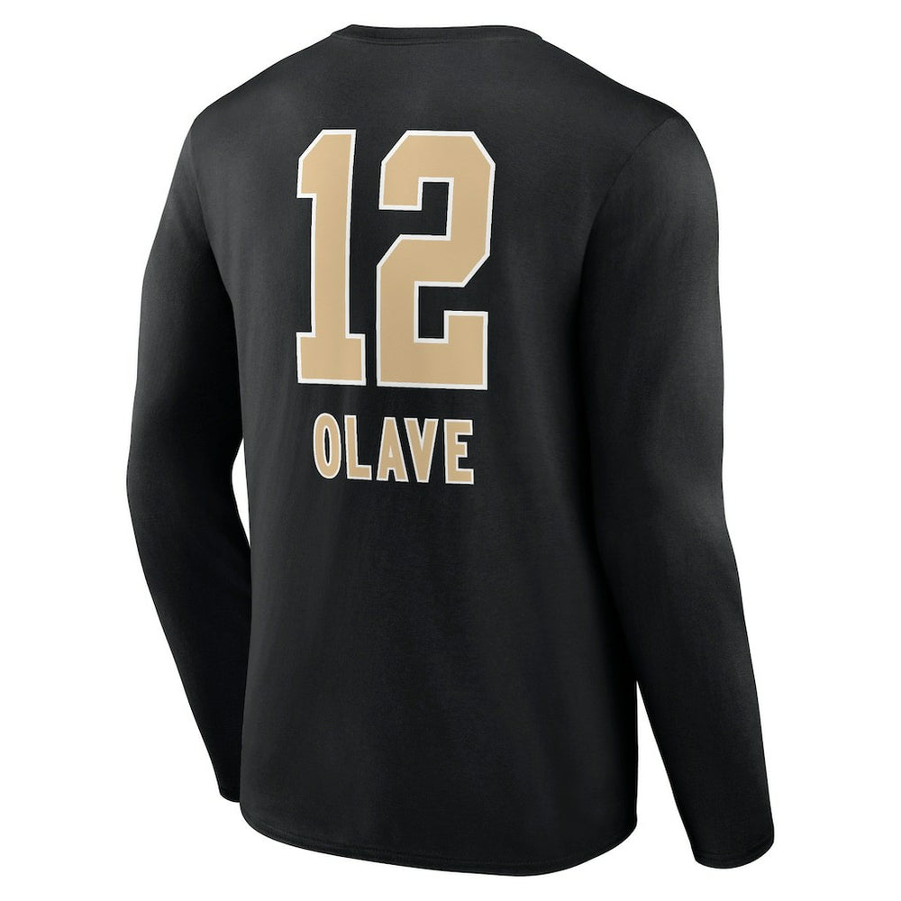 Chris Olave New Orleans Saints Team Wordmark Player Name & Number Long Sleeve T-Shirt Black | NFL