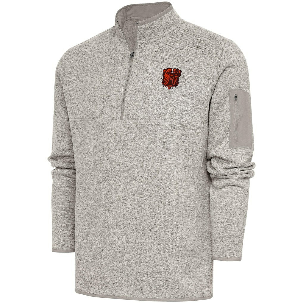 Cleveland Browns Antigua Fortune Quarter-Zip Pullover Jacket Oatmeal | NFL
