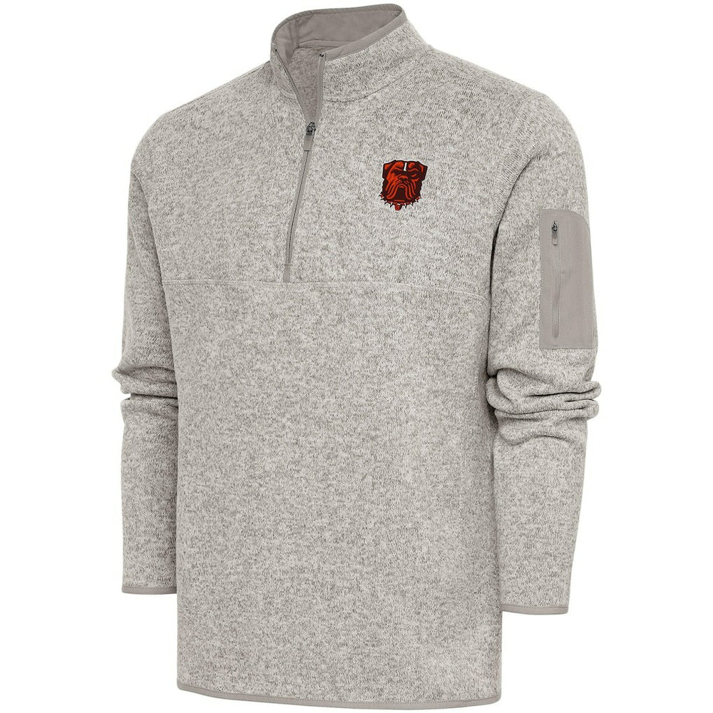 Cleveland Browns Antigua Fortune Quarter-Zip Pullover Jacket Oatmeal | NFL