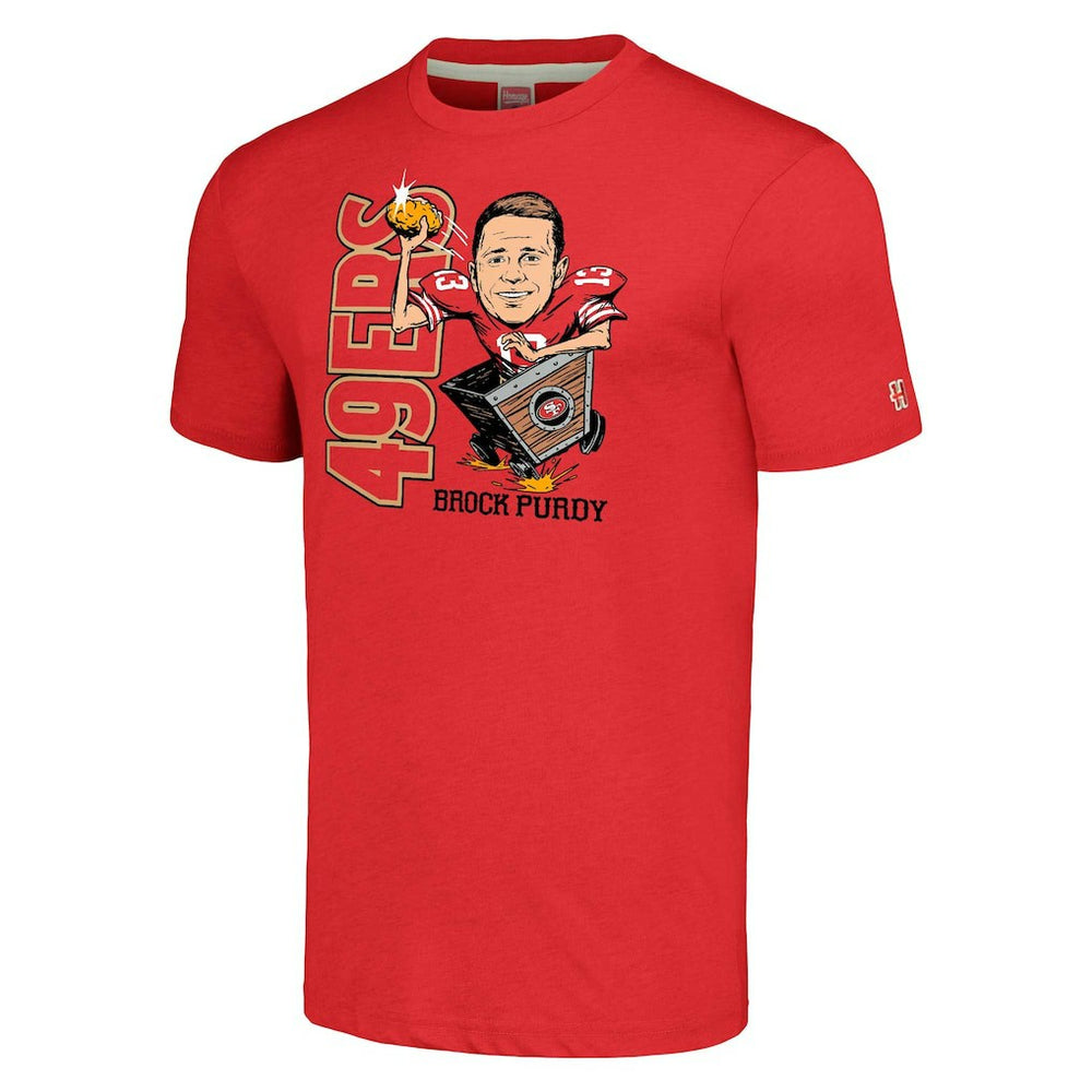Brock Purdy San Francisco 49ers Homage Unisex Caricature Player Tri-Blend T-Shirt Scarlet | NFL