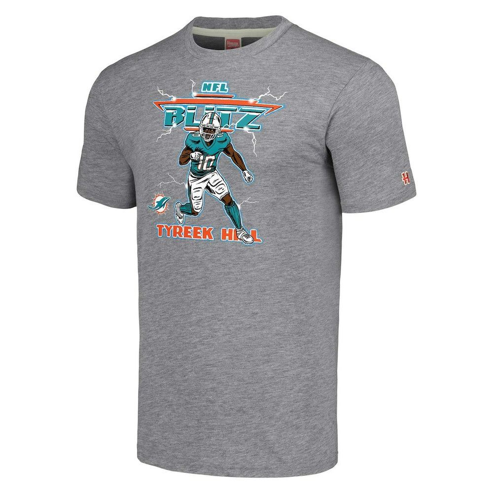 Tyreek Hill Miami Dolphins Homage Unisex NFL Blitz Player Tri-Blend T-Shirt Gray | NFL