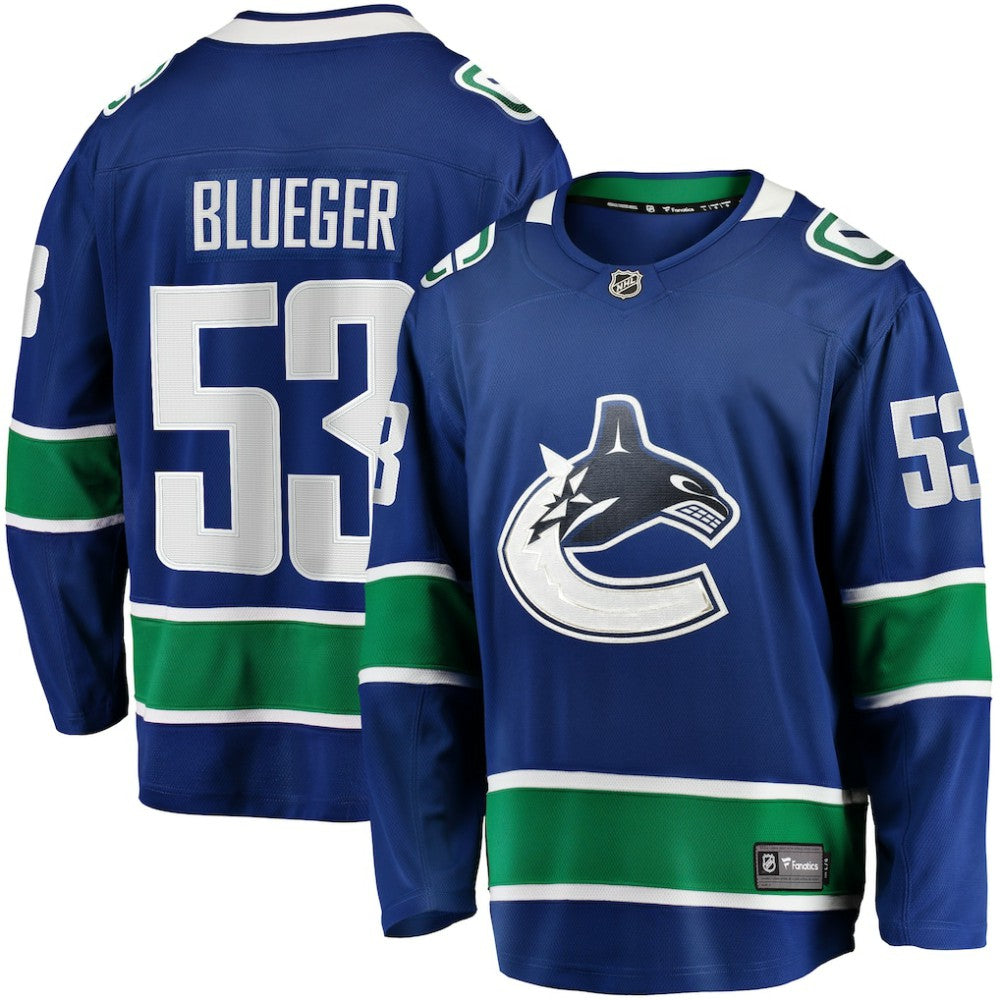 Teddy Blueger Vancouver Canucks Fanatics Home Breakaway Jersey - Blue - NHL