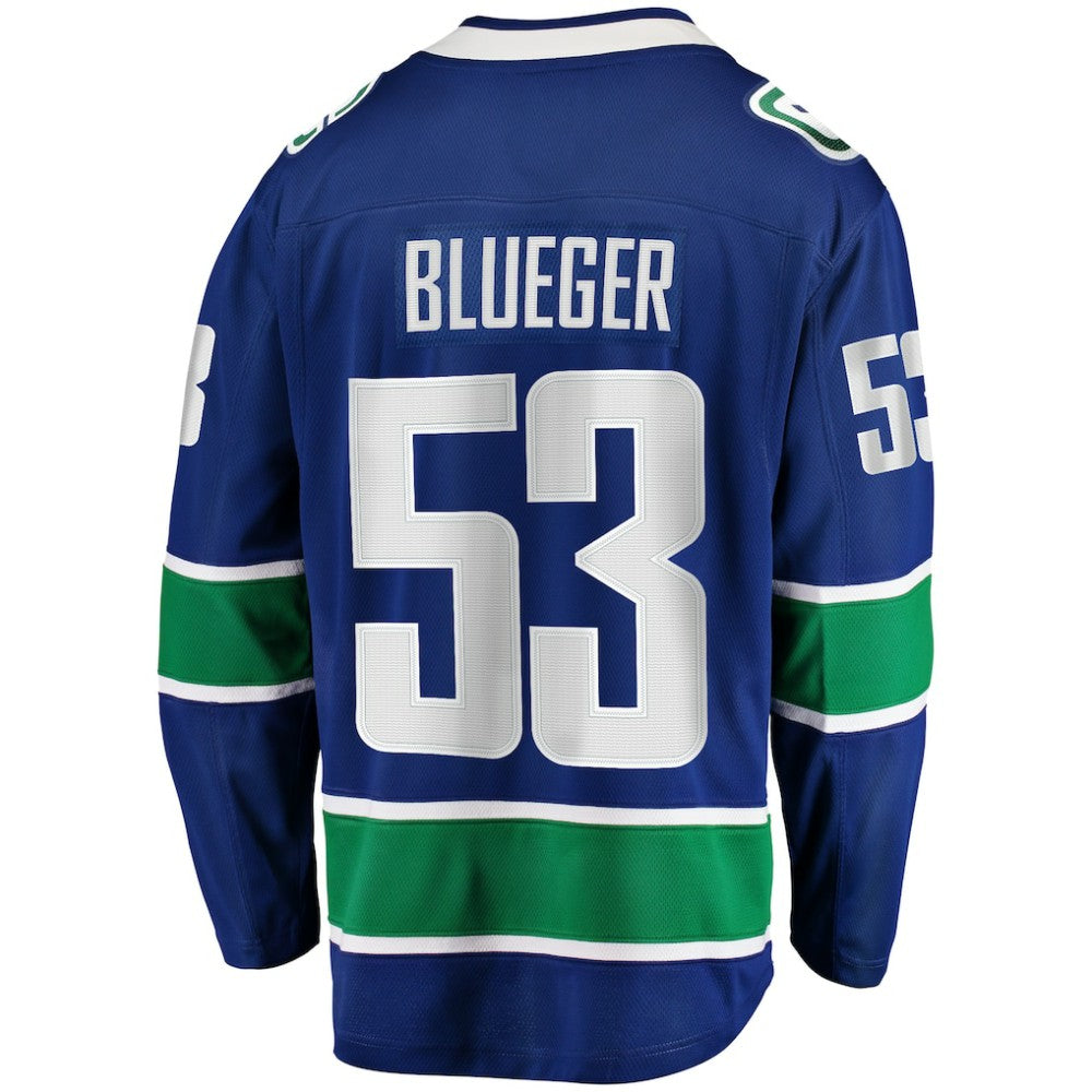 Teddy Blueger Vancouver Canucks Fanatics Home Breakaway Jersey - Blue - NHL
