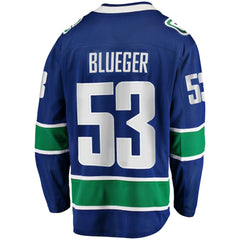 Teddy Blueger Vancouver Canucks Fanatics Home Breakaway Jersey - Blue - NHL