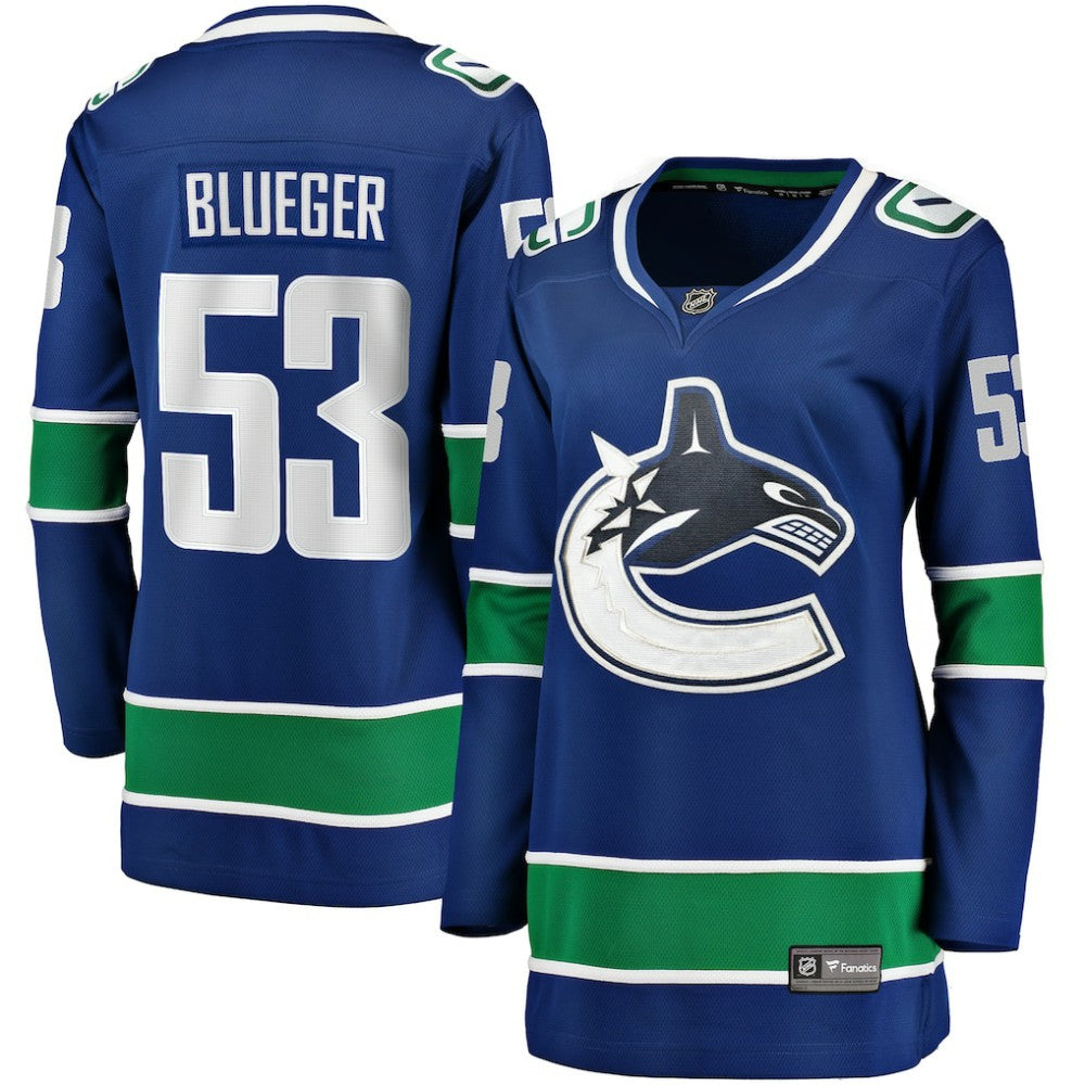 Teddy Blueger Vancouver Canucks Fanatics Women's Home Breakaway Player Jersey - Blue - NHL