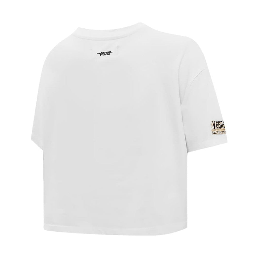 Vegas Golden Knights Pro Standard Women's Boxy Script Tail Cropped T-Shirt - White - NHL