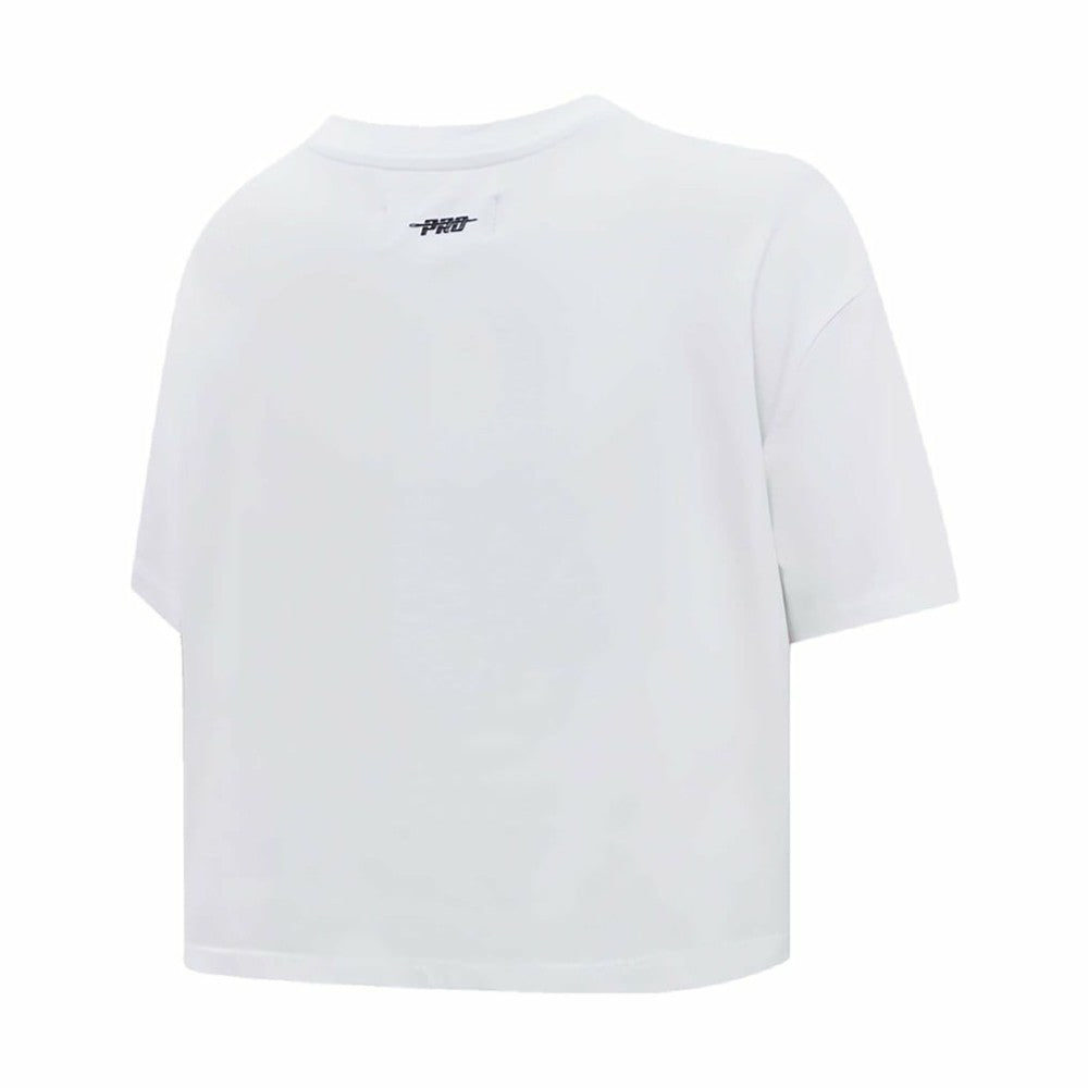 Pittsburgh Penguins Pro Standard Women's Boxy Script Tail Cropped T-Shirt - White - NHL