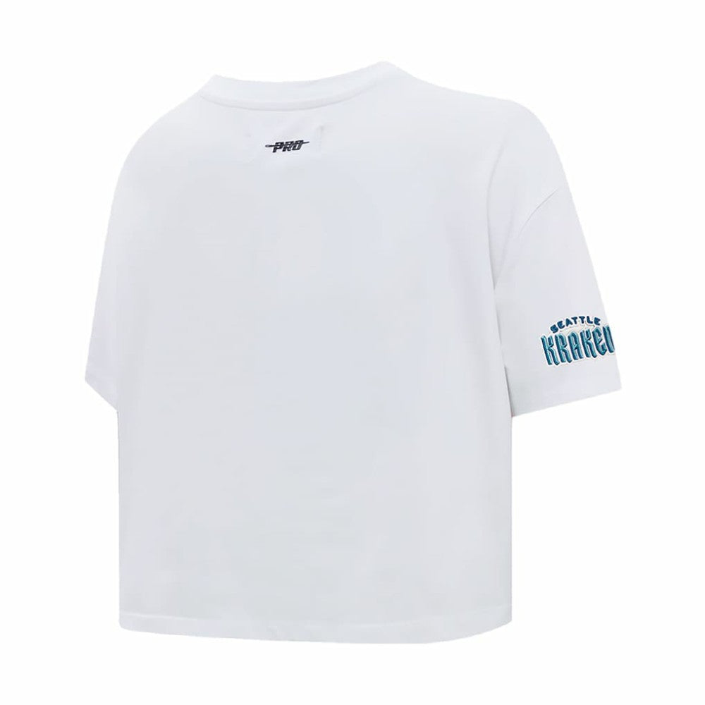 Seattle Kraken Pro Standard Women's Boxy Script Tail Cropped T-Shirt - White - NHL