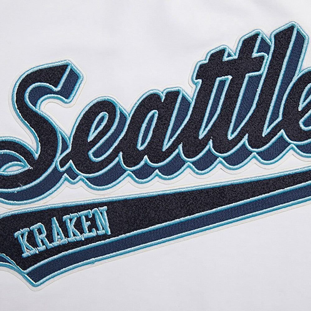 Seattle Kraken Pro Standard Women's Boxy Script Tail Cropped T-Shirt - White - NHL