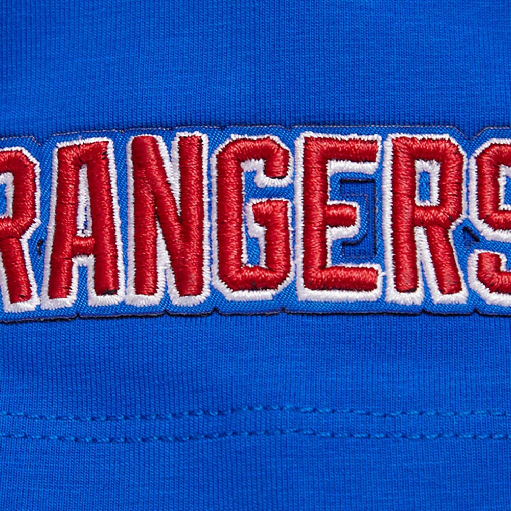 New York Rangers Pro Standard Women's Boxy Script Tail Cropped T-Shirt - Blue - NHL