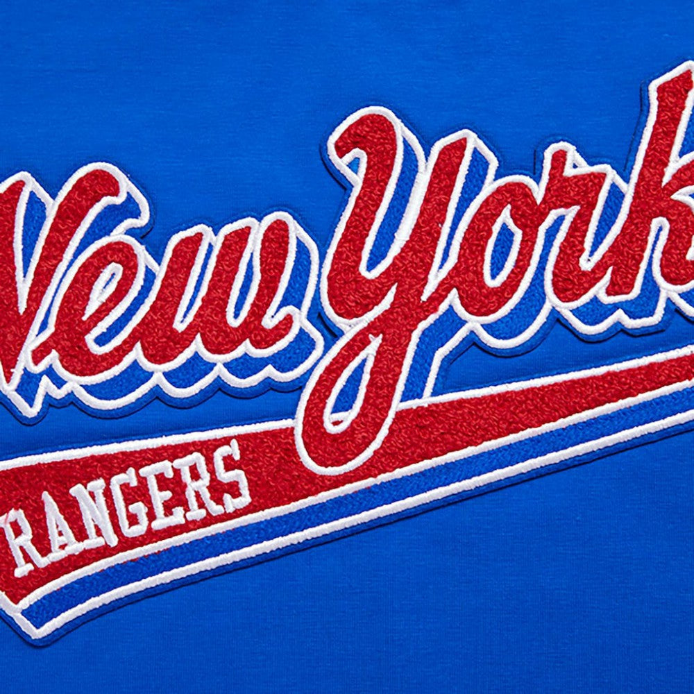 New York Rangers Pro Standard Women's Boxy Script Tail Cropped T-Shirt - Blue - NHL