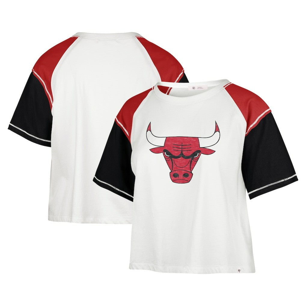 Chicago Bulls '47 Women's Premier Raglan Cropped T-Shirt Cream - NBA