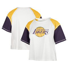 Los Angeles Lakers '47 Women's Premier Raglan Cropped T-Shirt Cream - NBA