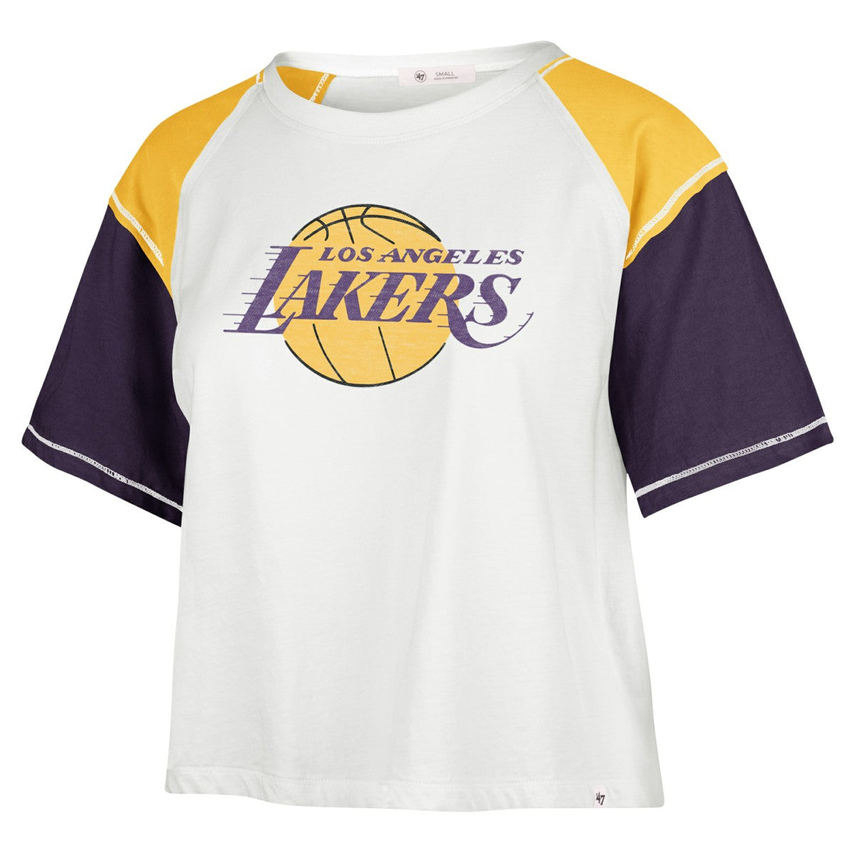 Los Angeles Lakers '47 Women's Premier Raglan Cropped T-Shirt Cream - NBA
