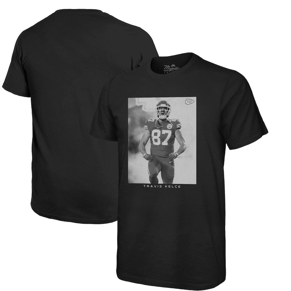 Travis Kelce Kansas City Chiefs Majestic Threads Player Graphic Oversized T-Shirt Black | NFL