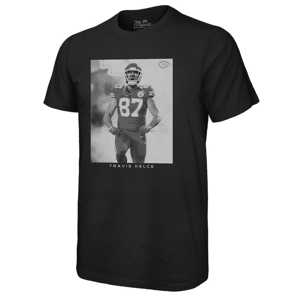 Travis Kelce Kansas City Chiefs Majestic Threads Player Graphic Oversized T-Shirt Black | NFL