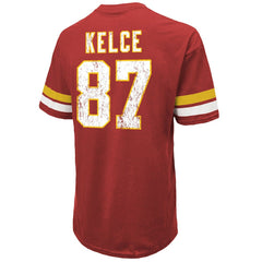 Travis Kelce Kansas City Chiefs Majestic Threads Name & Number Oversized Fit T-Shirt Red | NFL