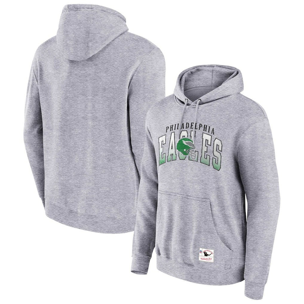 Philadelphia Eagles Pocket Passer Pullover Hoodie Heather Gray | Mitchell & Ness