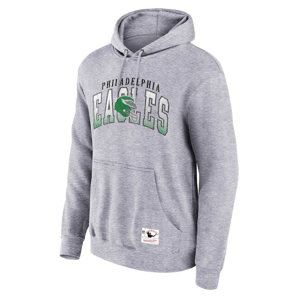 Philadelphia Eagles Pocket Passer Pullover Hoodie Heather Gray | Mitchell & Ness