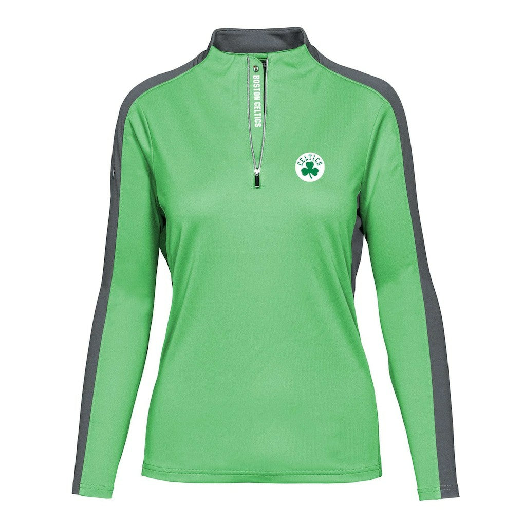 Boston Celtics Levelwear Women's Remi Insignia Core Quarter-Zip Pullover Top Kelly Green - NBA