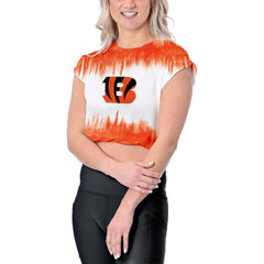 Cincinnati Bengals Certo Women's Cropped Framework T-Shirt White | NFL