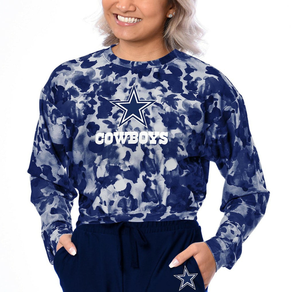 Dallas Cowboys Certo Women's Cropped Long Sleeve T-Shirt Navy | NFL
