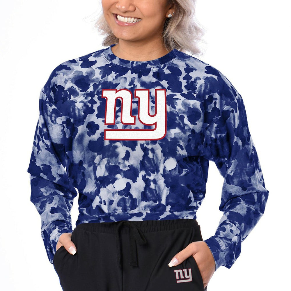 New York Giants Certo Women's Cropped Long Sleeve T-Shirt Royal | NFL