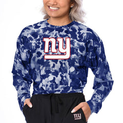 New York Giants Certo Women's Cropped Long Sleeve T-Shirt Royal | NFL