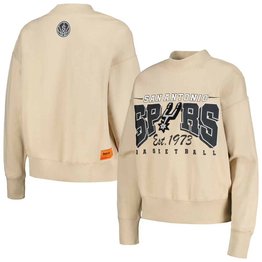 San Antonio Spurs Qore Women's Oversized Cozy Mock Neck Pullover Sweatshirt Cream - NBA