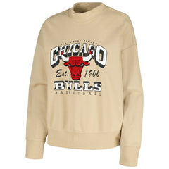 Chicago Bulls Qore Women's Oversized Cozy Mock Neck Pullover Sweatshirt Cream - NBA