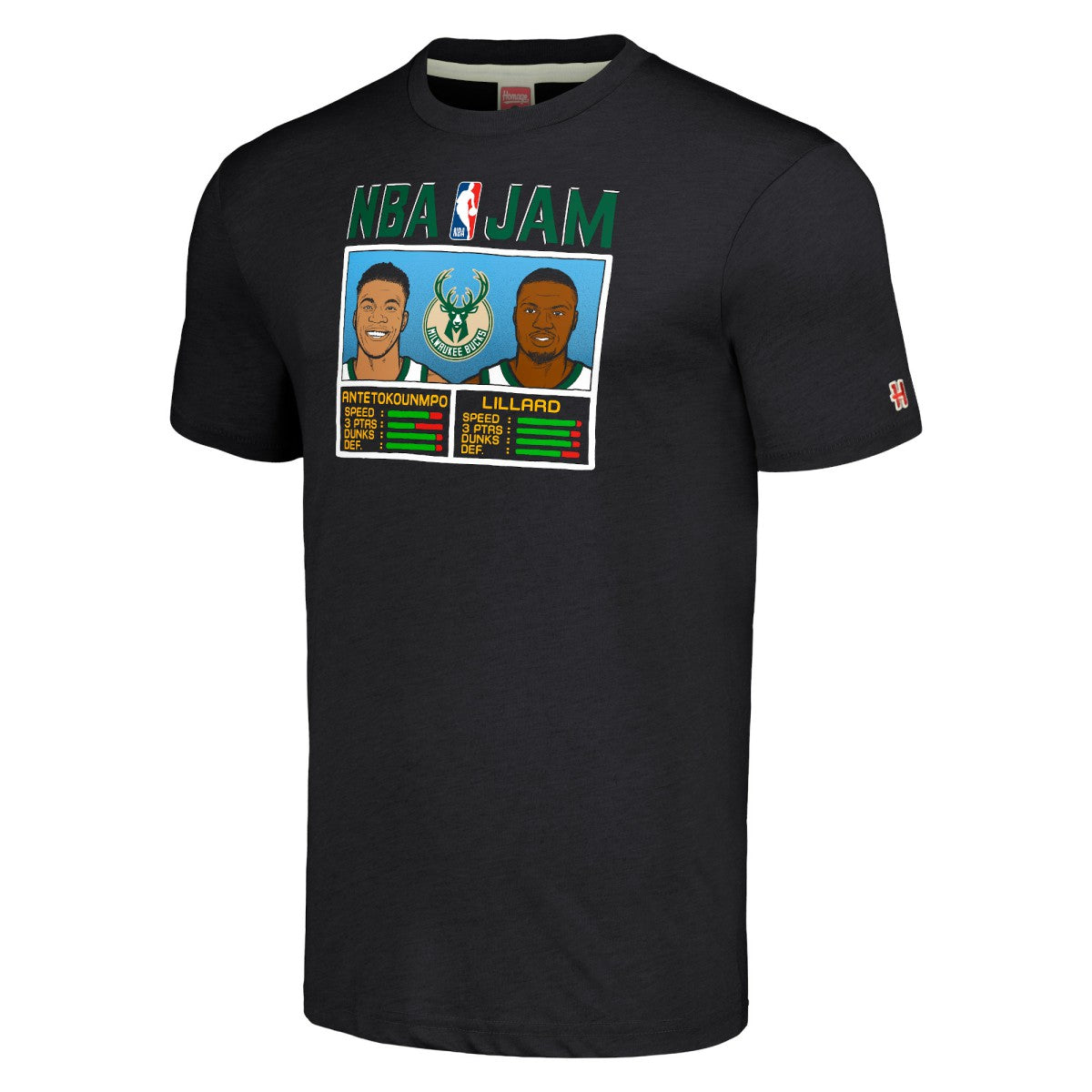 Damian Lillard & Giannis Antetokounmpo Milwaukee Bucks Homage NBA Jam Tri-Blend T-Shirt Charcoal - NBA