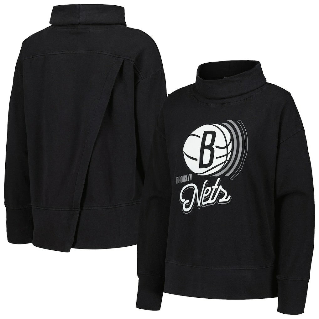 Brooklyn Nets Levelwear Women's Sunset Pullover Sweatshirt Black - NBA