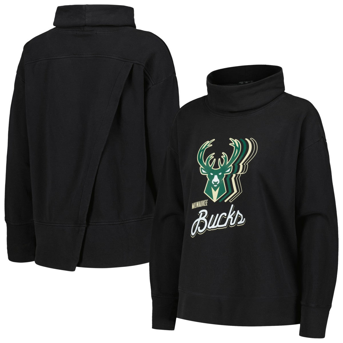 Milwaukee Bucks Levelwear Women's Sunset Pullover Sweatshirt Black - NBA