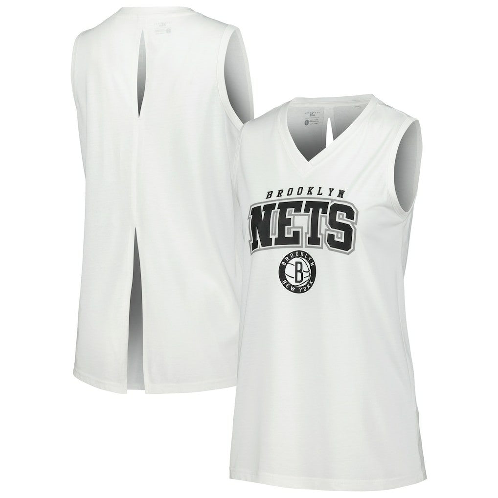 Brooklyn Nets Levelwear Women's Paisley Peekaboo Tank Top White - NBA
