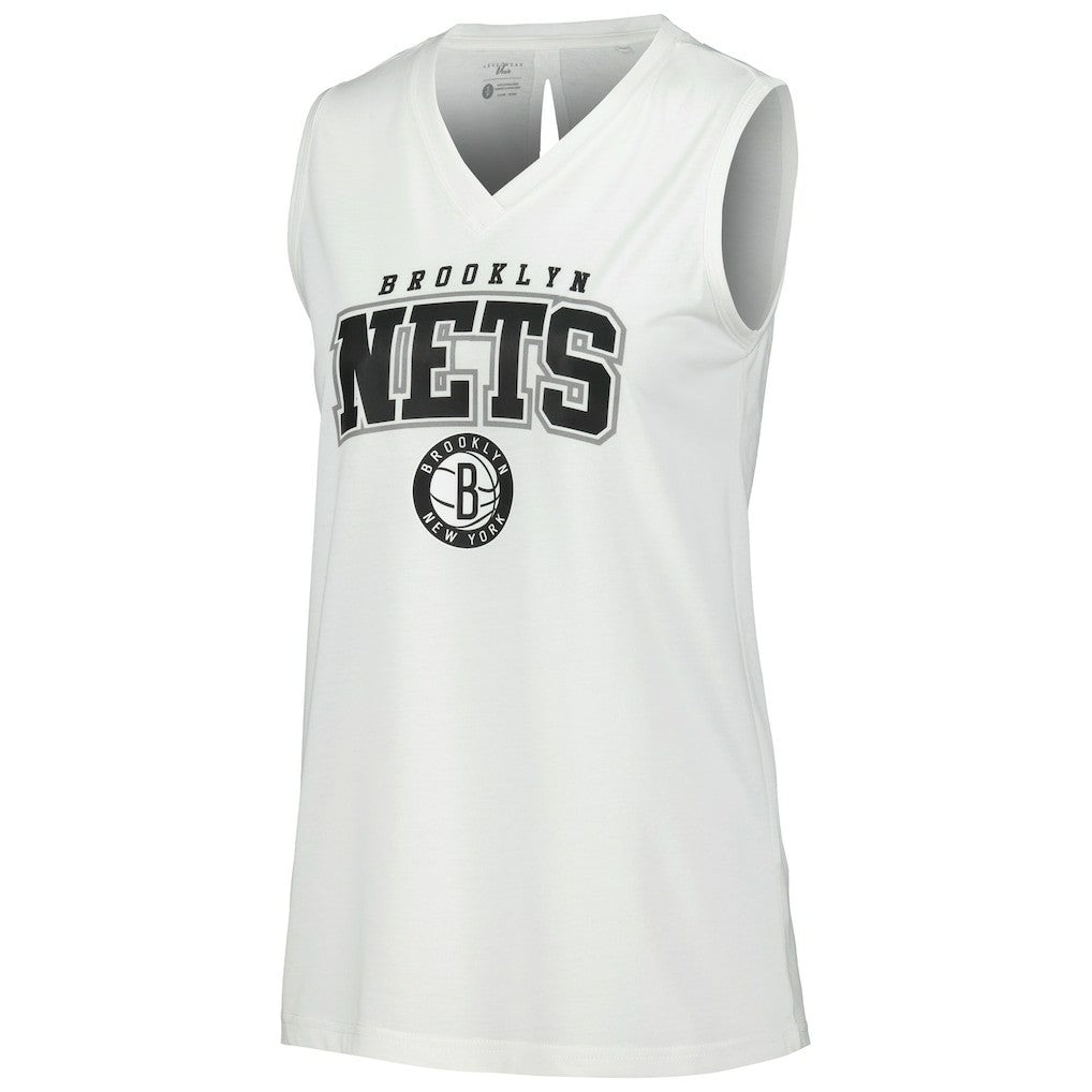 Brooklyn Nets Levelwear Women's Paisley Peekaboo Tank Top White - NBA