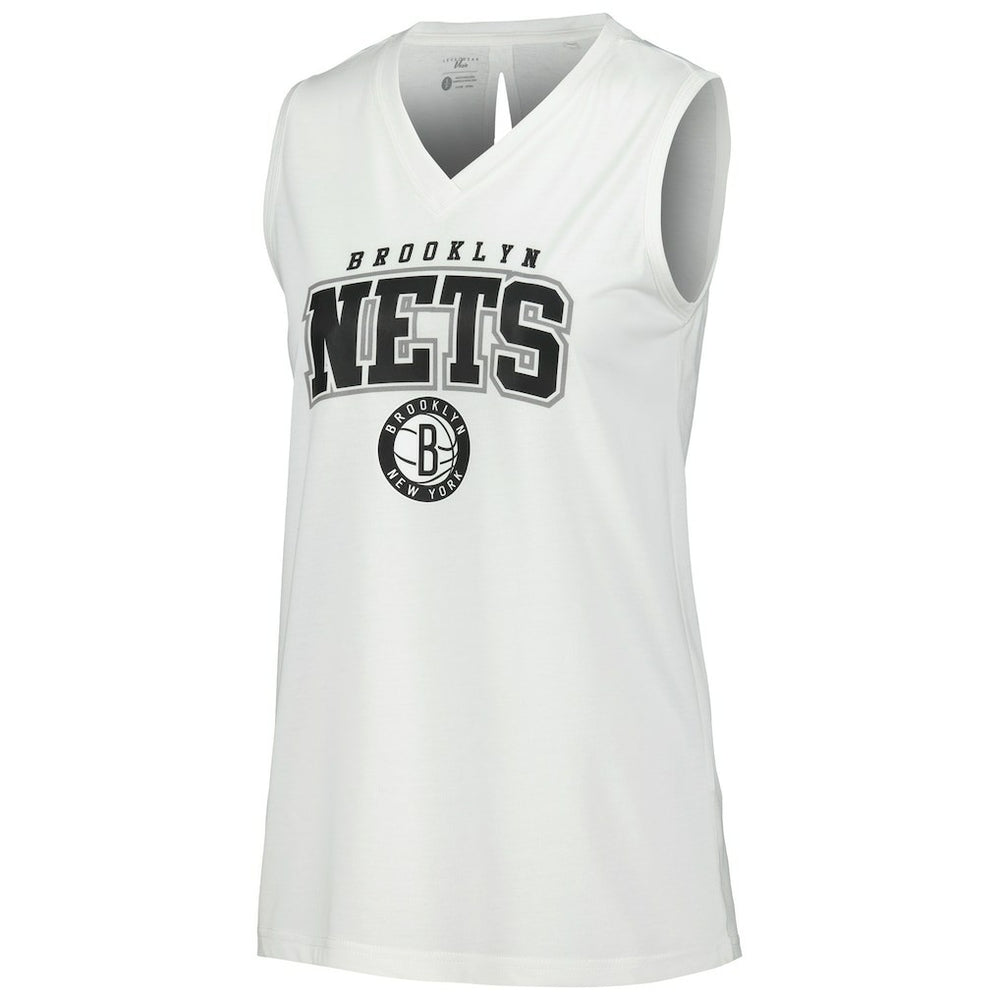 Brooklyn Nets Levelwear Women's Paisley Peekaboo Tank Top White - NBA