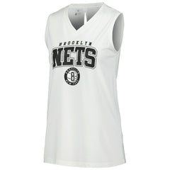 Brooklyn Nets Levelwear Women's Paisley Peekaboo Tank Top White - NBA